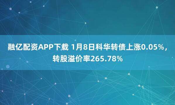 融亿配资APP下载 1月8日科华转债上涨0.05%，转股溢价率265.78%